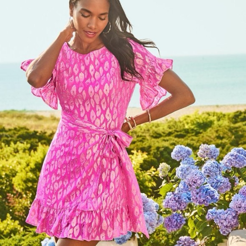 Lilly pulitzer pink wrap dress